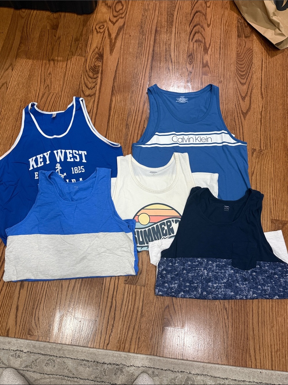 Men’s XL Tank Top Bundle 5 Pc Calvin Klein Old Navy Key West Summer Graphic Tank